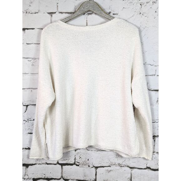 EILEEN FISHER Nubby-Knit Organic Cotton/Cashmere Sweater Quiet Luxury Cozy XL - Picture 3 of 7